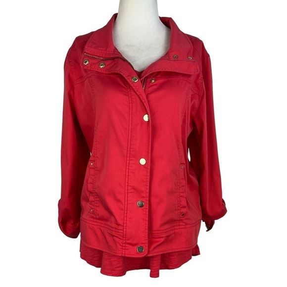 Chico's TWILL LUXE UTILITY JACKET WITH COORDINATING ULTIMATE TEE TANK TOP‎ - Picture 2 of 14